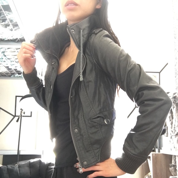 Vintage Charcoal Bomber Jacket