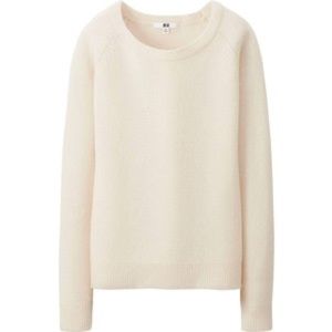 Ivory Uniqlo Lambswool blend Crew neck sweater
