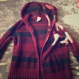 Extra long hooded cardigan