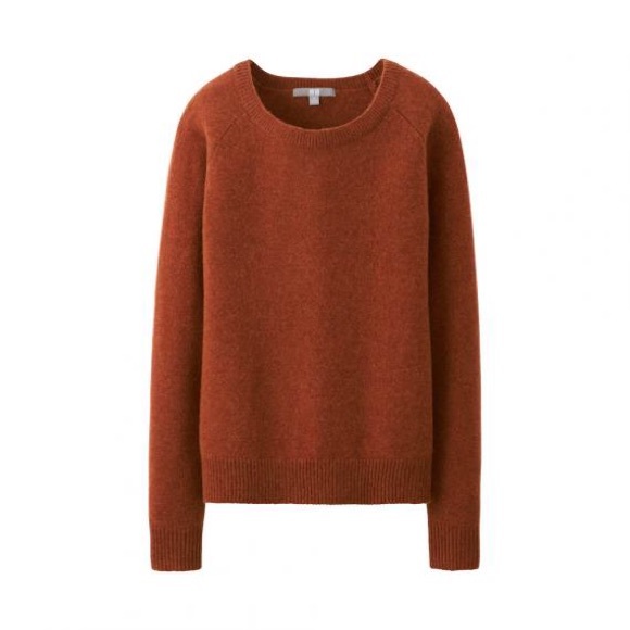 Orange Uniqlo lambswool blend crew neck sweater