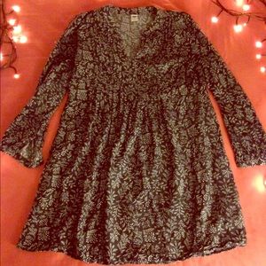 Navy blue nature-print dress