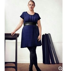 Houndstooth jacquard skater dress