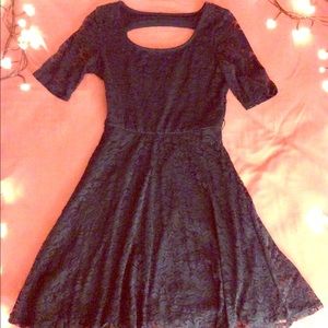 Lace, navy blue flowy dress