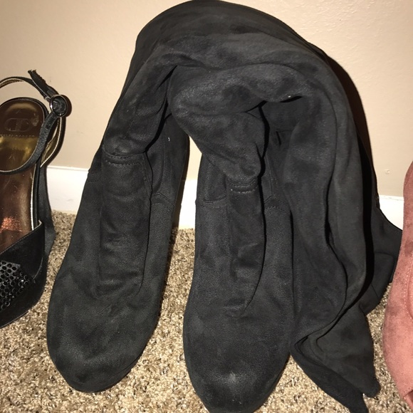 Kardashian Kollection thigh high suede boots