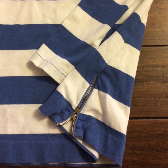 Blue and white striped j crew top - Picture 2 of 2