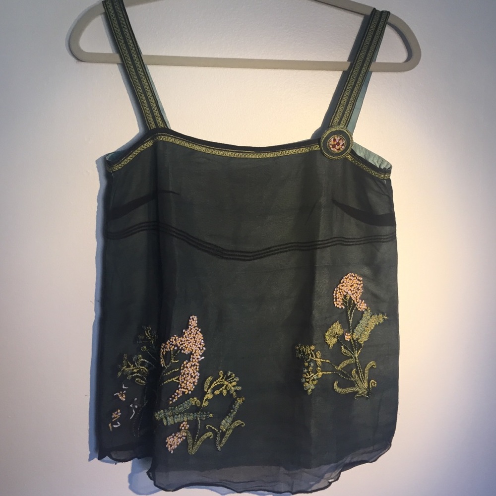 TED BAKER 💯 % Silk embroidered top Sz S