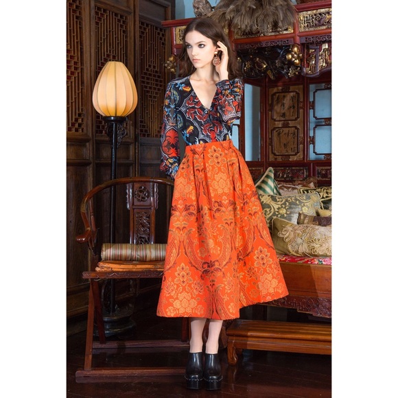 Alice + Olivia Loran Brocade A Line Skirt - Picture 3 of 6