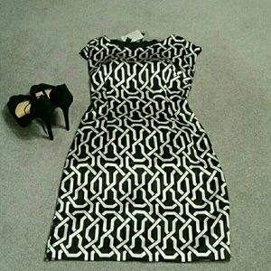 Classy black and white silk dress