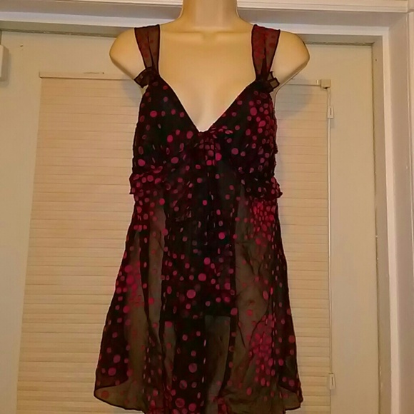 Beautiful red polka dot baby doll lingerie