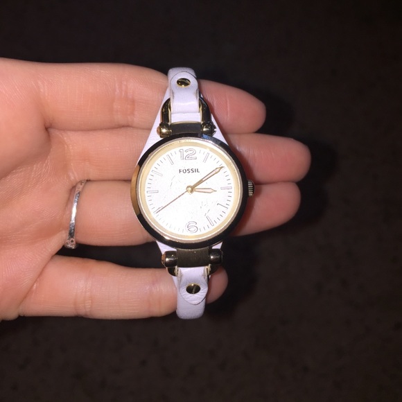 White leather fossil watch