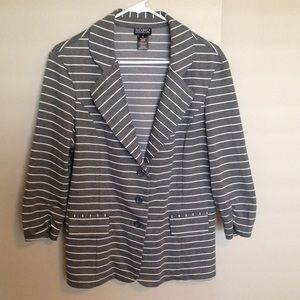 Grey and white striped blazer