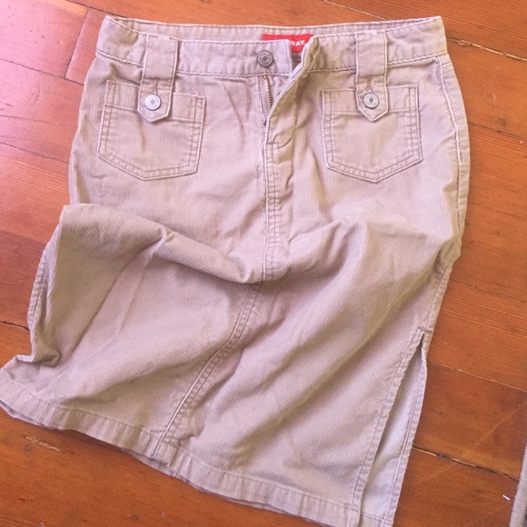 Tan corduroy mid length skirt