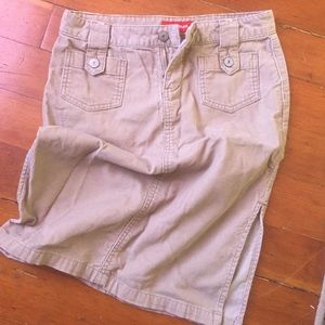 Tan corduroy mid length skirt