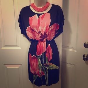 Floral print elastic waist dress
