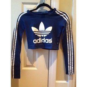 Navy Blue Adidas Crop Top ||