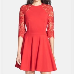 BB Dakota "Yale" Lace Panel Fit & Flare Dress