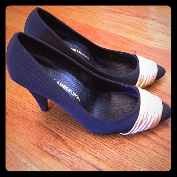 Kathryn Amberleigh gold and black pumps