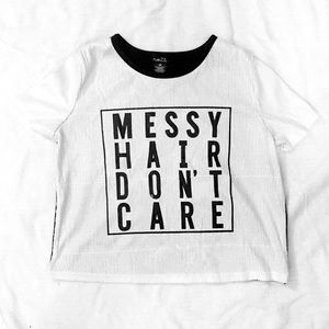 Rue21 Messy Hair Don't Care Crop Top Shirt Sequin
