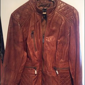 Bernardo NWT brown leather jacket plus 2x