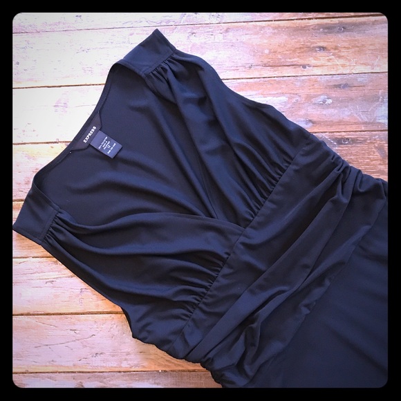 Black A-Line V-Neck Flared Dress