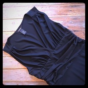 Black A-Line V-Neck Flared Dress