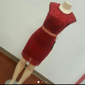 SALE-Sexy two piece illusion homecoming dress