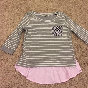 cotton 3/4 sleeve top with shirt bottom
