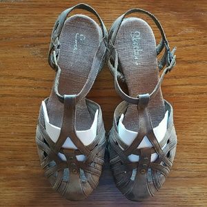 Brown Leather Skechers strappy sandals sneakers