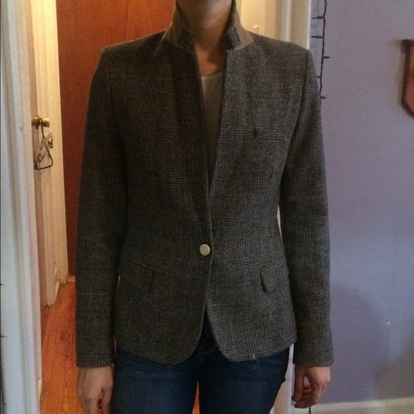 Zara Tweed Wool Blazer Gray Size Sm
