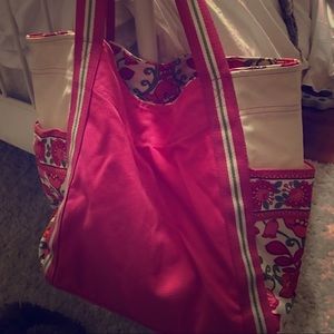Pink floral canvas Vera Bradley tote bag!