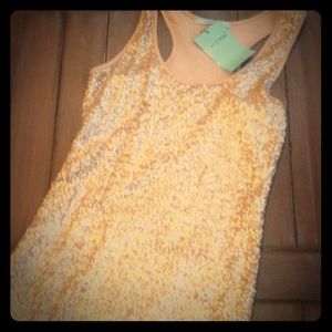 NWT La Cite Gold Sparkle Racerback Dress