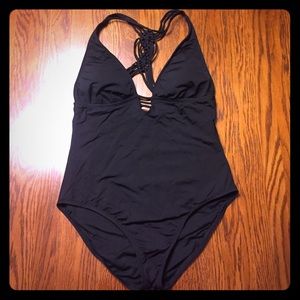 Black one piece bathing suit