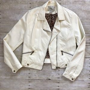 Cream/white Moto Jacket