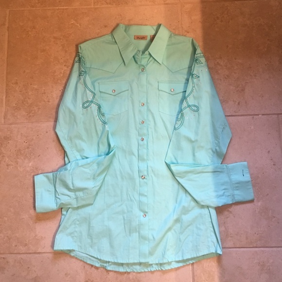 Sparkly turquoise rodeo button up