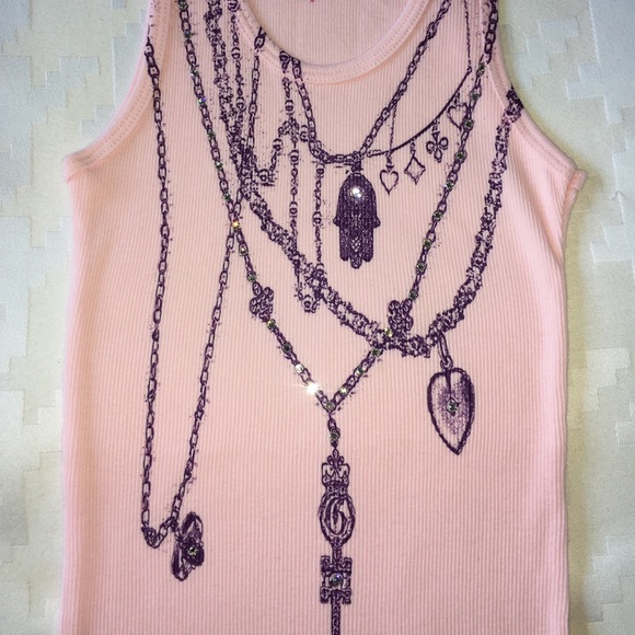 Necklace printed tank top with Swarovski crystals - Picture 2 of 4