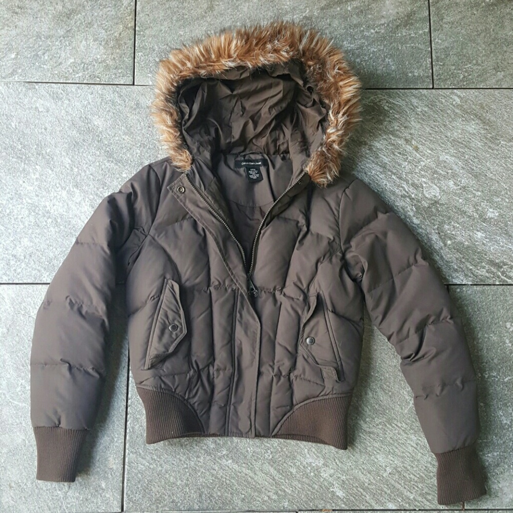 Calvin Klein puffer coat with fur hood