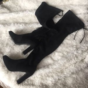 Black Suede Over the Knee Boots
