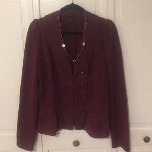 Burgundy double breasted blazer