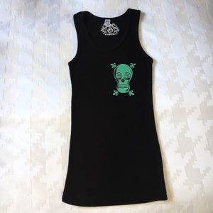 Om Symbol skull Tank Top with Swarovski crystals