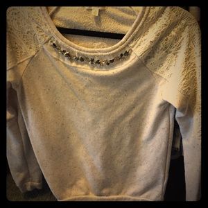 Jewels and Lace Ivory Sweatshirt