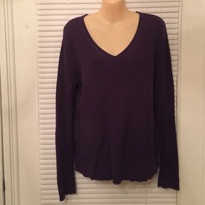 Cute purple 100% cotton long sleeve ribbed sweater