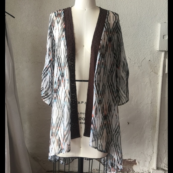 Sheer Chevron pattern Chiffon Cardigan