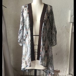 Sheer Chevron pattern Chiffon Cardigan