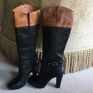 👢SALE 👢Gianni Bini Black/cognac leather boots.