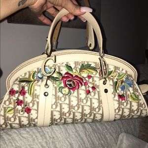 White & Brown Christian Dior Monogram Bag