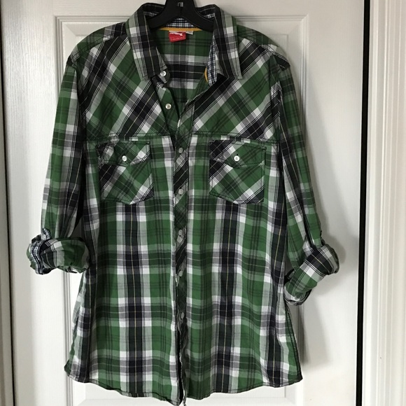 PUMA Plaid Button Down Shirt