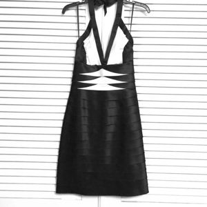 BCBG MaxAzria Lasercut Halter Dress