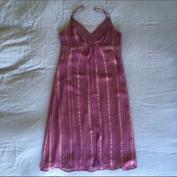 TO THE MAX Purple and Gold Slip Dress