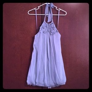 BCBG silk halter cocktail dress - light blue