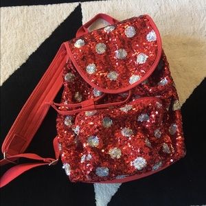 Sequin Minnie Mouse pattern Disneyland backpack